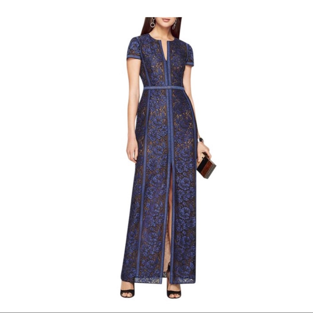 BCBGMAXAZRIA Cailean Floral Lace Gown Maxi Dress
